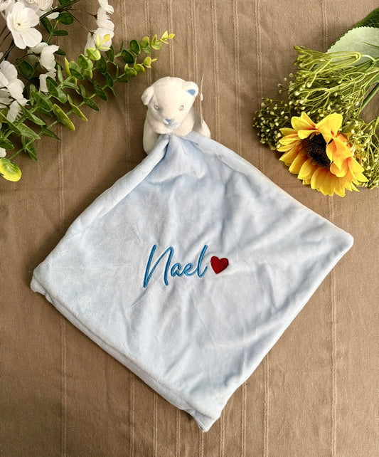 Doudou ours bleu personnalisable